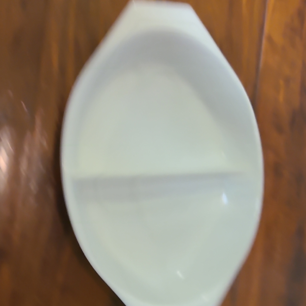 Vintage Pyrex White Divided Serving Dish with Town And Country Pattern - Picture 6 of 7